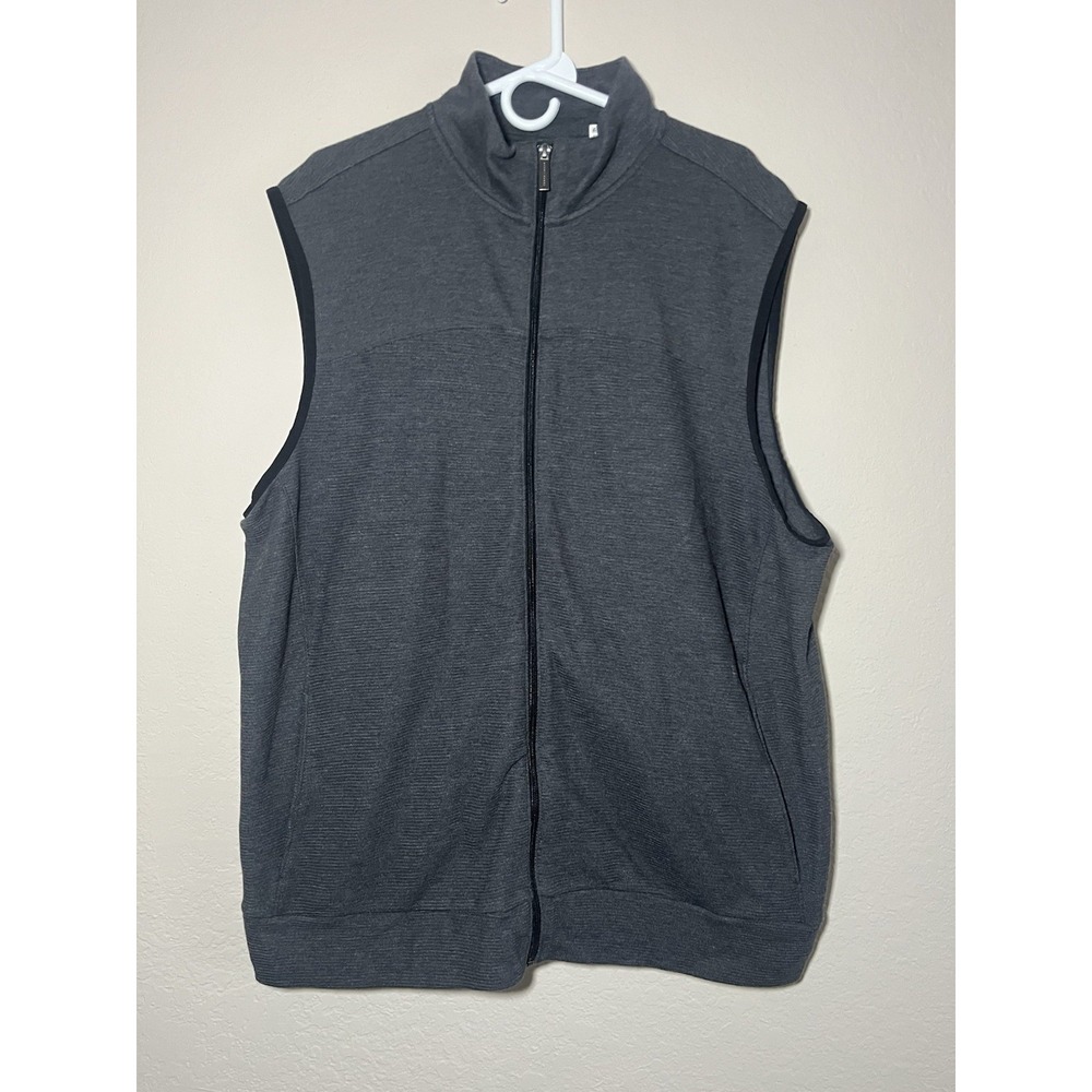 Perry Ellis Men's Big & Tall Full Zip Vest Large Tall LT Charcoal Heather NWT